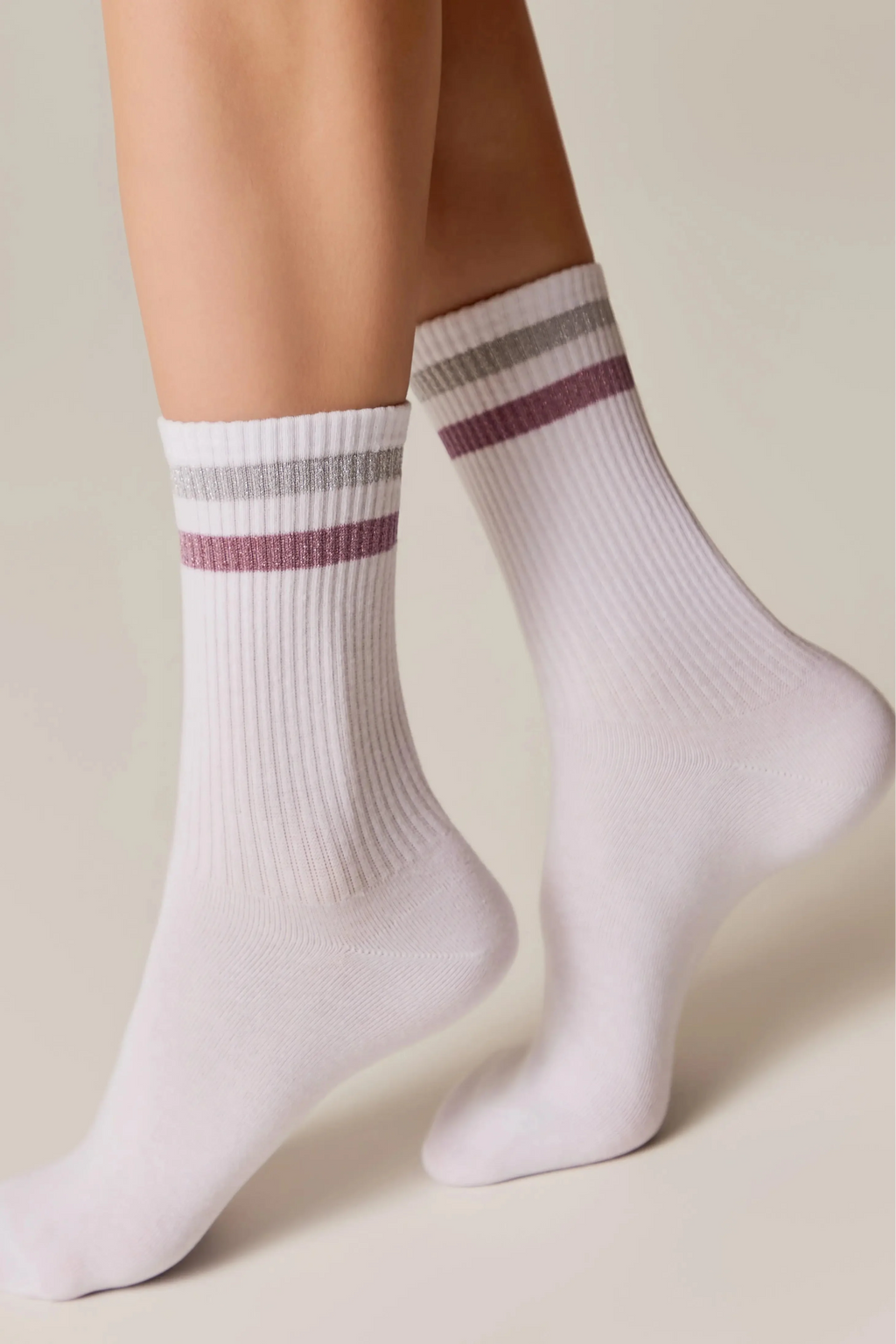 Conte Cotton Long Socks Active 157 | Lurex Stripes