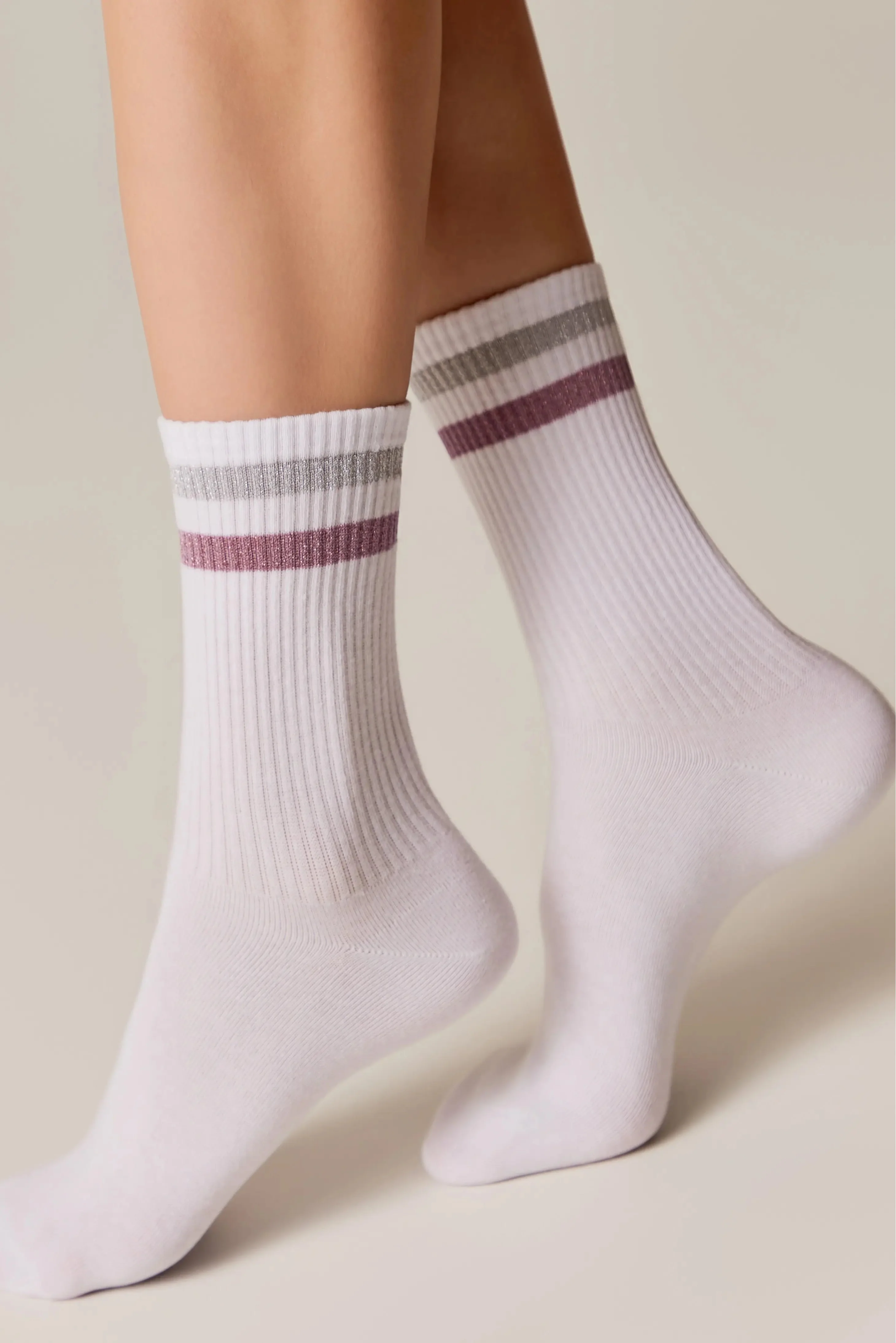 Conte Cotton Long Socks Active 157 | Lurex Stripes