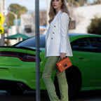 Studded Small Leather Crossbody Bag | Orange Purse