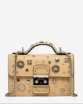 SUSU Small Leather Crossbody Bag Studded Dark Beige