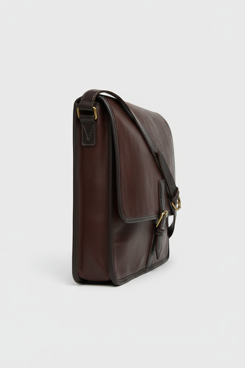 Hidesign Harrison Buffalo Leather Laptop Messenger | Coffee Brown