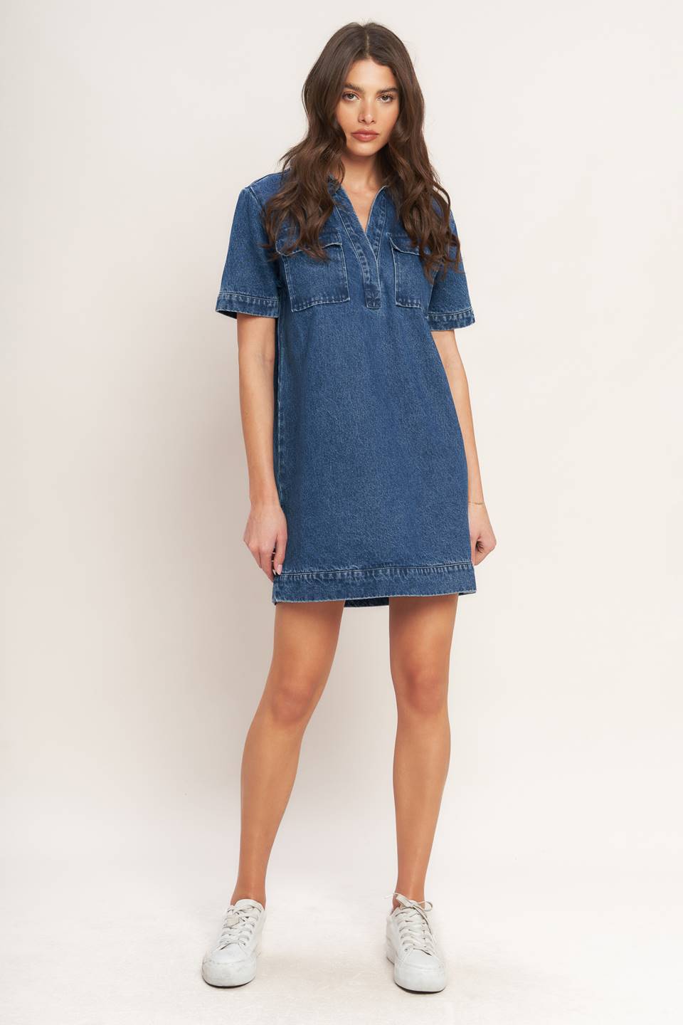 Blue Canvas Denim Midi Dress