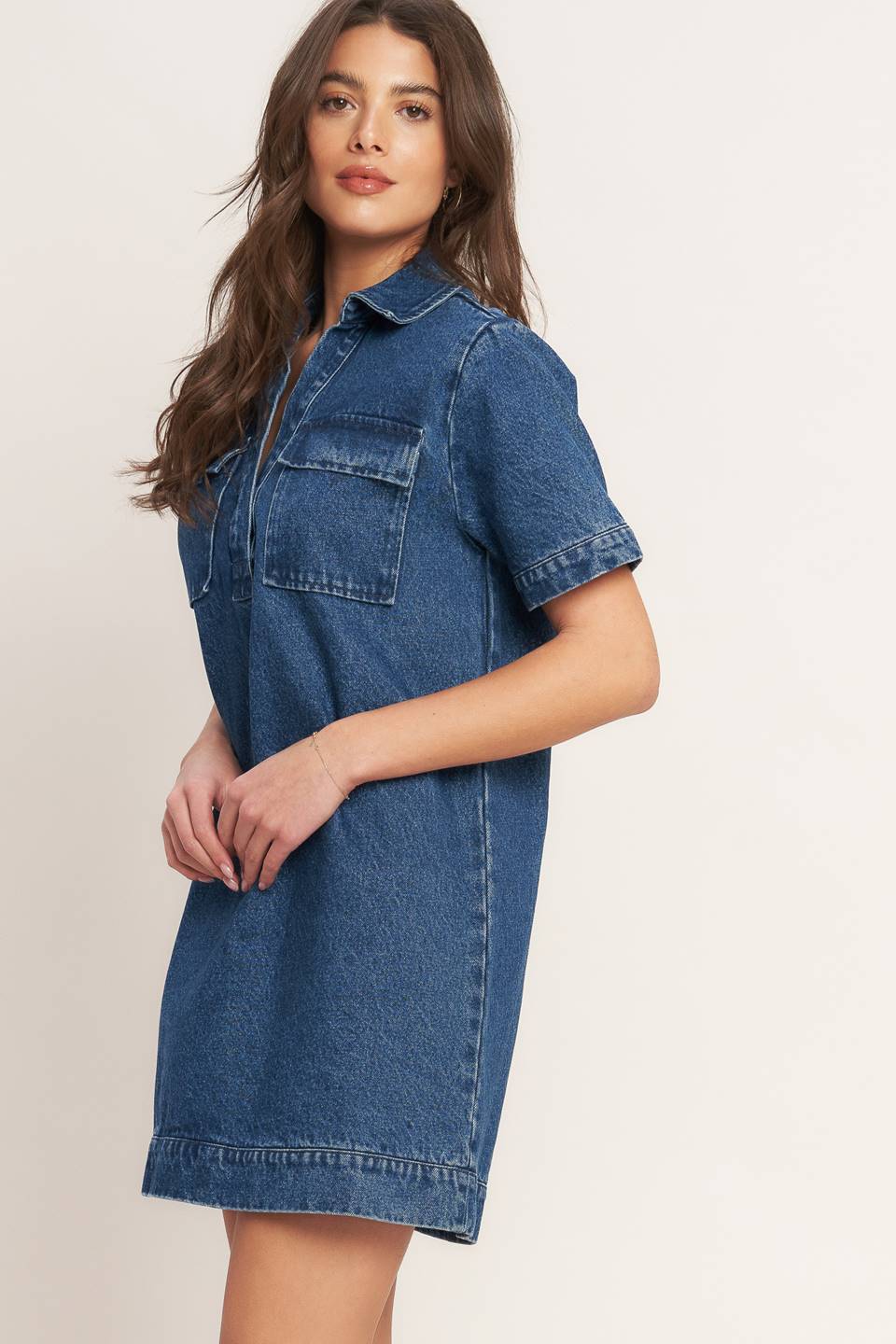 Blue Canvas Denim Midi Dress
