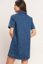 Blue Canvas Denim Midi Dress
