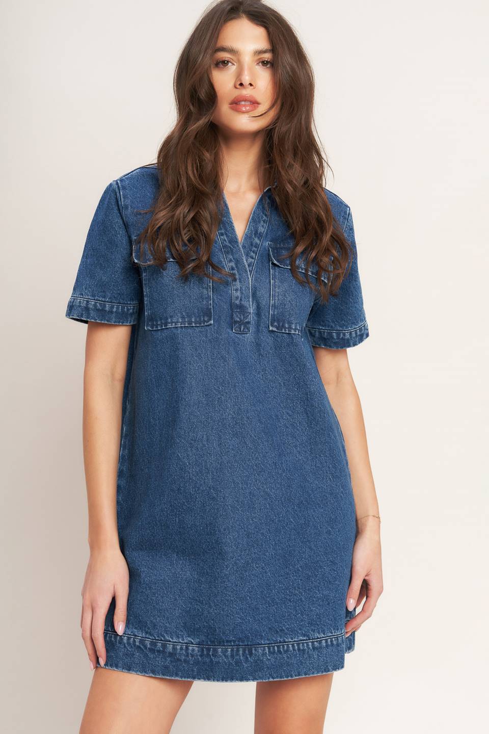 Blue Canvas Denim Midi Dress