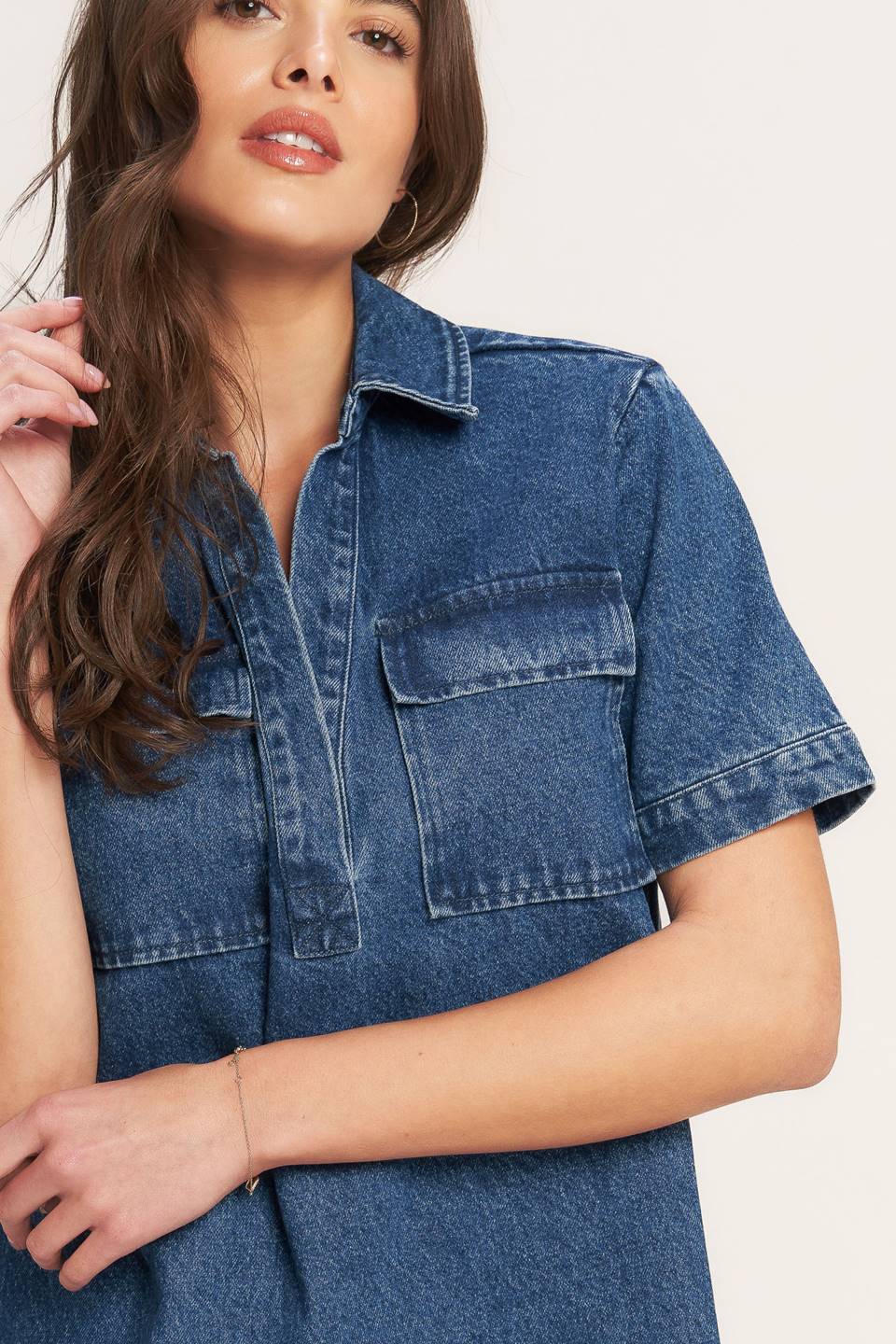 Blue Canvas Denim Midi Dress