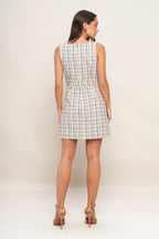 Golden Grid Luxe Tweed Mini Dress