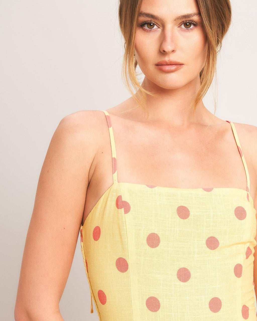 Golden Summer Polka Woven Midi Dress