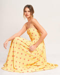 Golden Summer Polka Woven Midi Dress