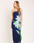 Deep Bloom Power Mesh Midi Dress
