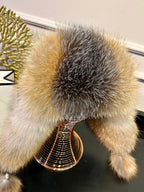 Genuine Silver Fox Fur Leather Hat