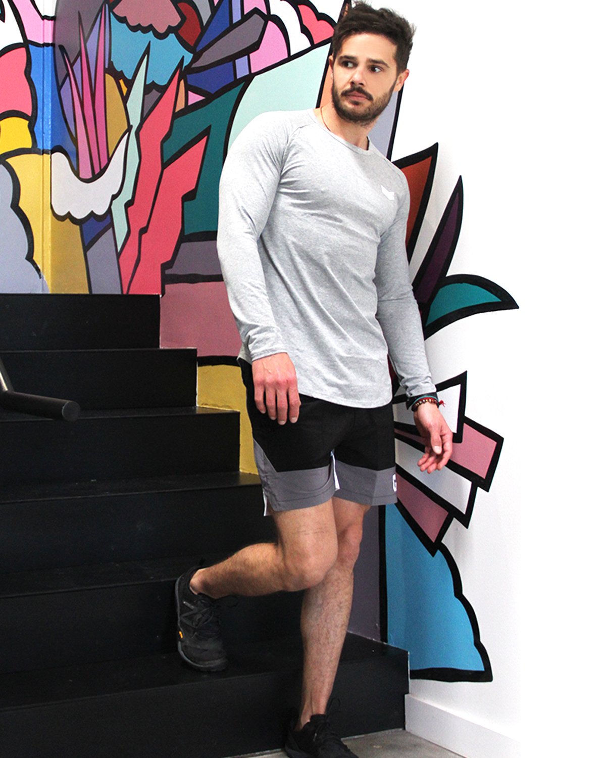 Academy Men's Long Sleeve Shirt with Double Arrow on Chest | Grey