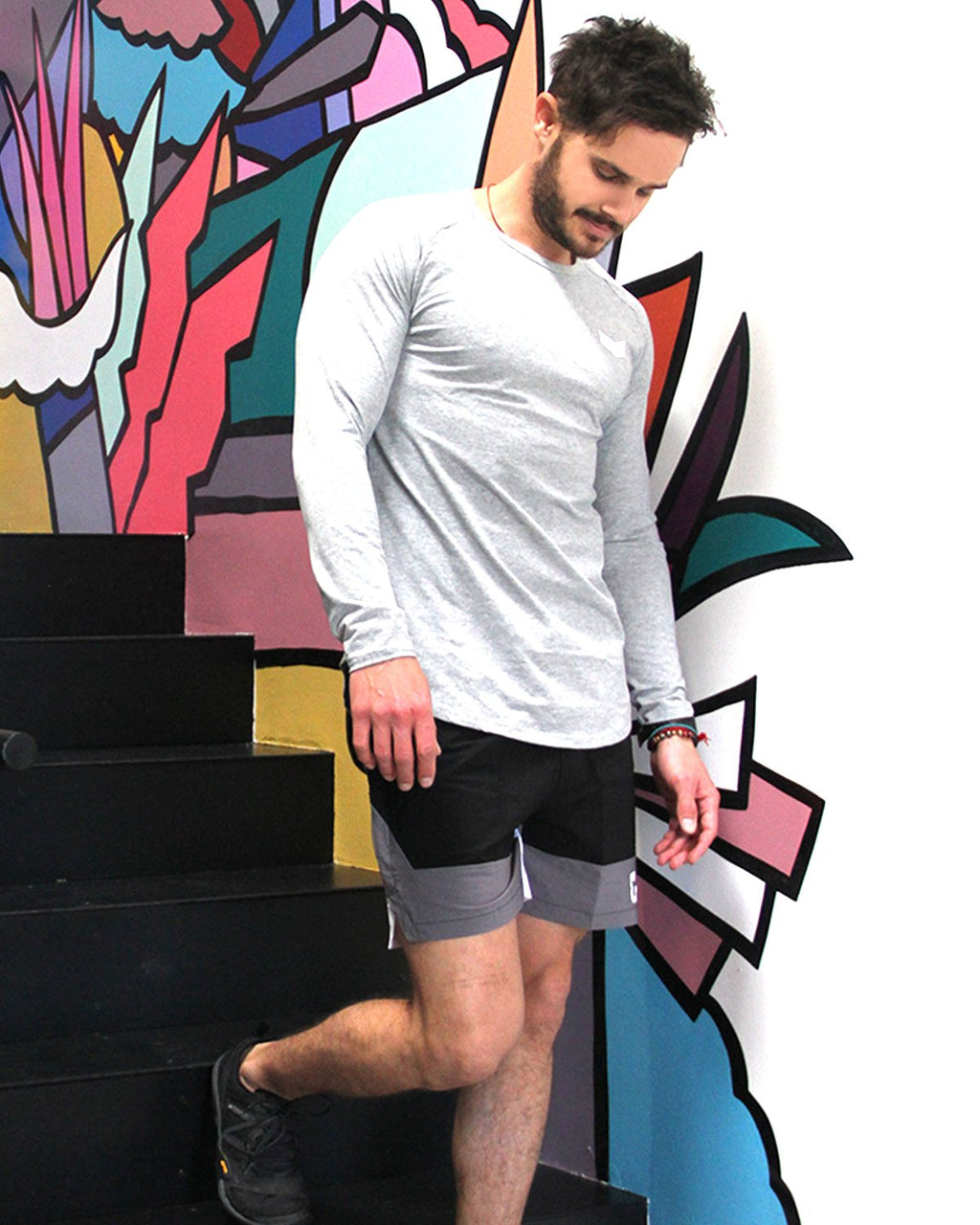 Academy Men's Long Sleeve Shirt with Double Arrow on Chest | Grey