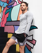 Academy Men's Long Sleeve Shirt with Double Arrow on Chest | Grey