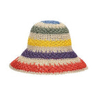 Rainbow Woven Straw Bucket Hat