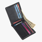 Black Textured Leather Mens Wallet