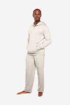 Men's Henley Style Bamboo Viscose Fleece Hoodie + Fleece Lounge Pants