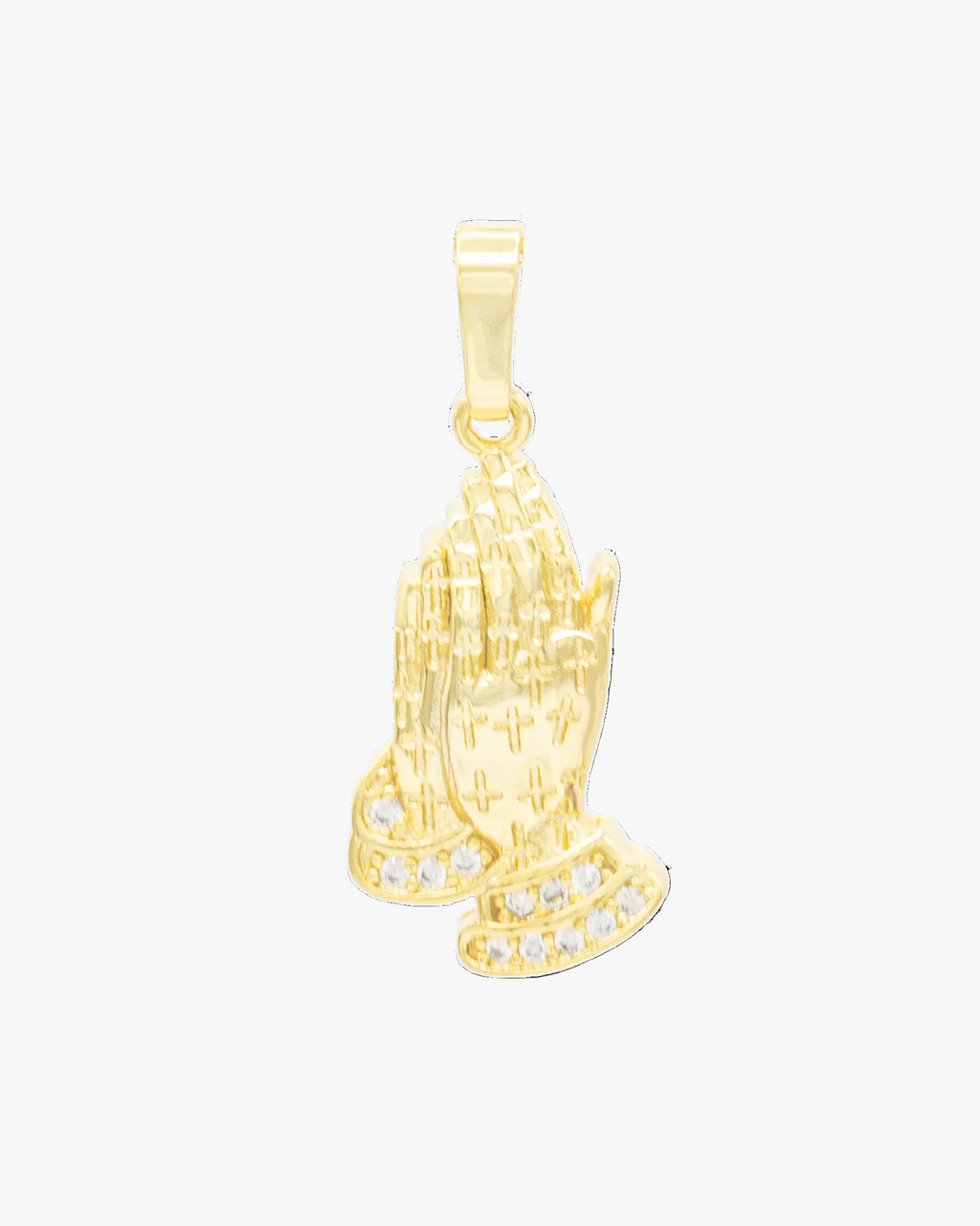 Folded Praying Hands CZ Pendant 14K Gold Filled
