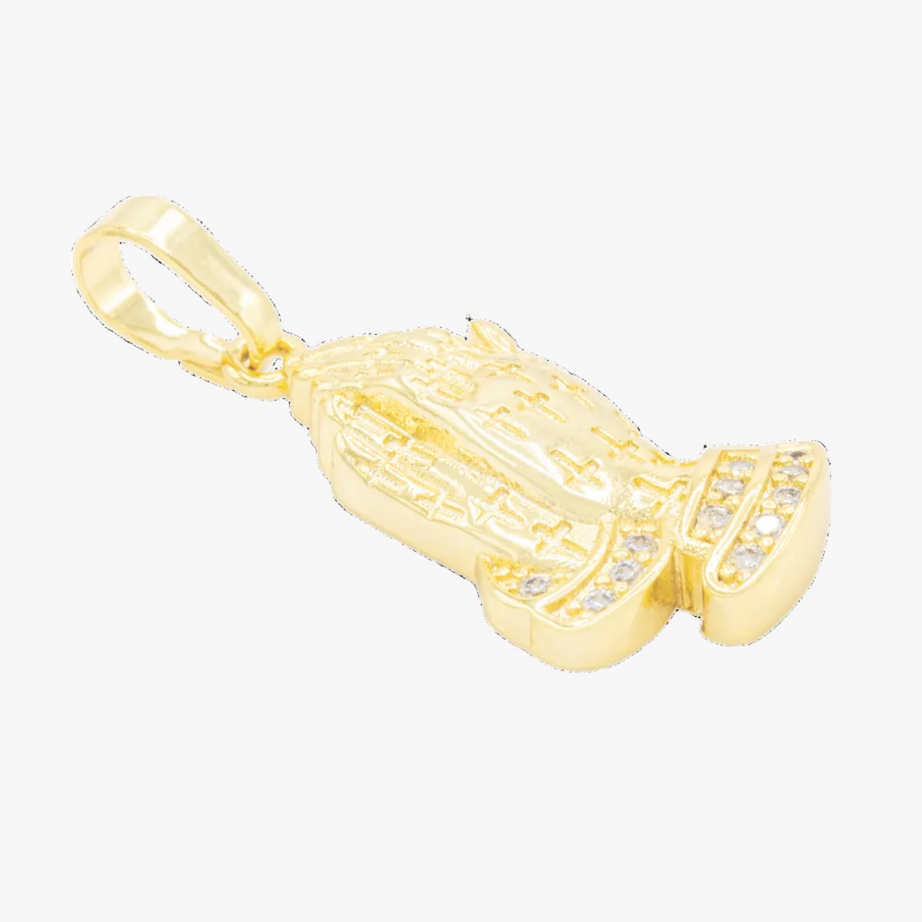 Folded Praying Hands CZ Pendant 14K Gold Filled