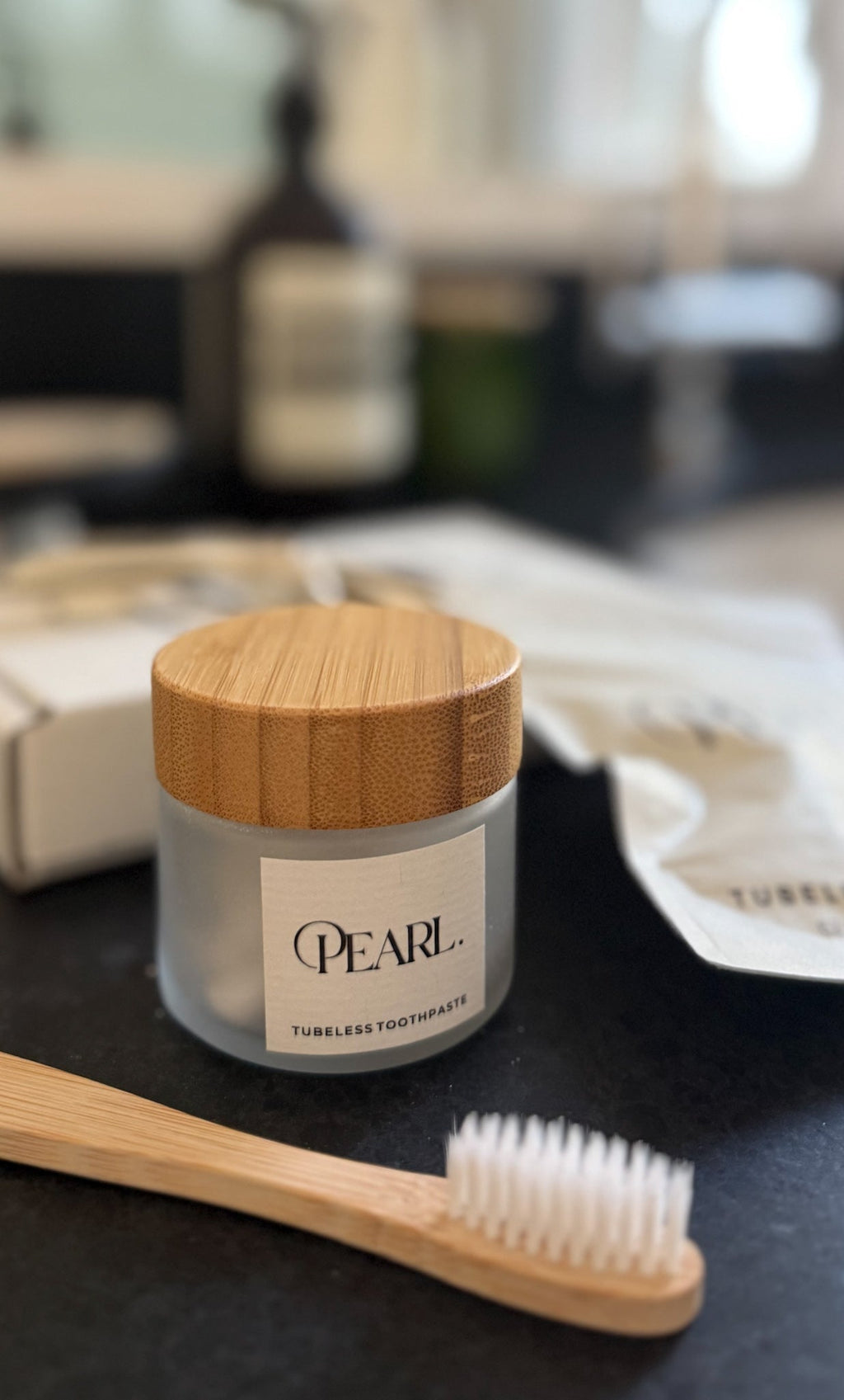 Starter Kit: The Pearl Jar White Sea Glass & Fluoride Mint Toothpaste Tablets | 62 Tablets | Refill Pouch