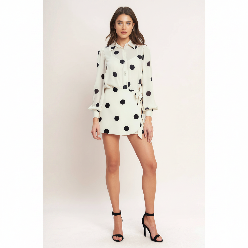 Polka Dot Wrap Skort