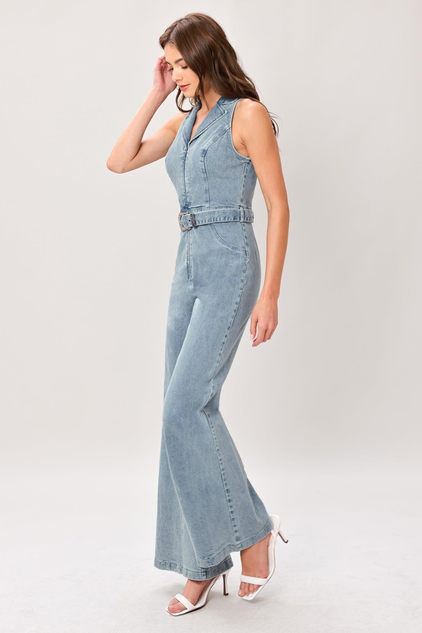 Flare Icon Denim Jumpsuit