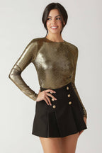 Let's Ride Embellished Bodysuit Gold