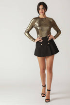 Let's Ride Embellished Bodysuit Gold