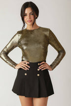 Let's Ride Embellished Bodysuit Gold