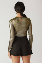 Let's Ride Embellished Bodysuit Gold