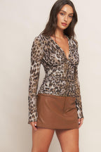Wild Ambition Leopard Power Mesh Top