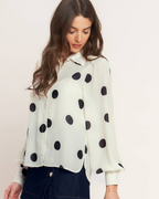 Polka Dot Button-Down Blouse