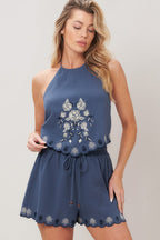 Moonlit Flora Scarf Top & Shorts Set