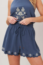 Moonlit Flora Scarf Top & Shorts Set