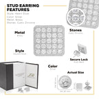 Square 17 CZ Earrings 14K Gold Filled Silver Hip Hop Studs