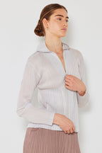 Pleated Jacket with Two-Way Zipper J01HD Light Gray
