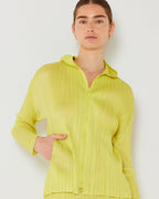 Pleated Jacket with Two-Way Zipper J01HD Lime