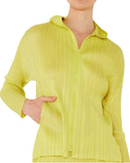 Pleated Jacket with Two-Way Zipper J01HD Lime