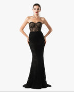 Black Lace Evening Gown