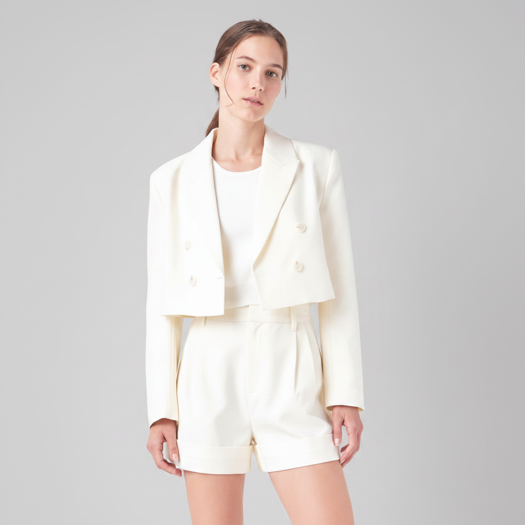 Double Breasted Button Blazer | Ivory or Navy
