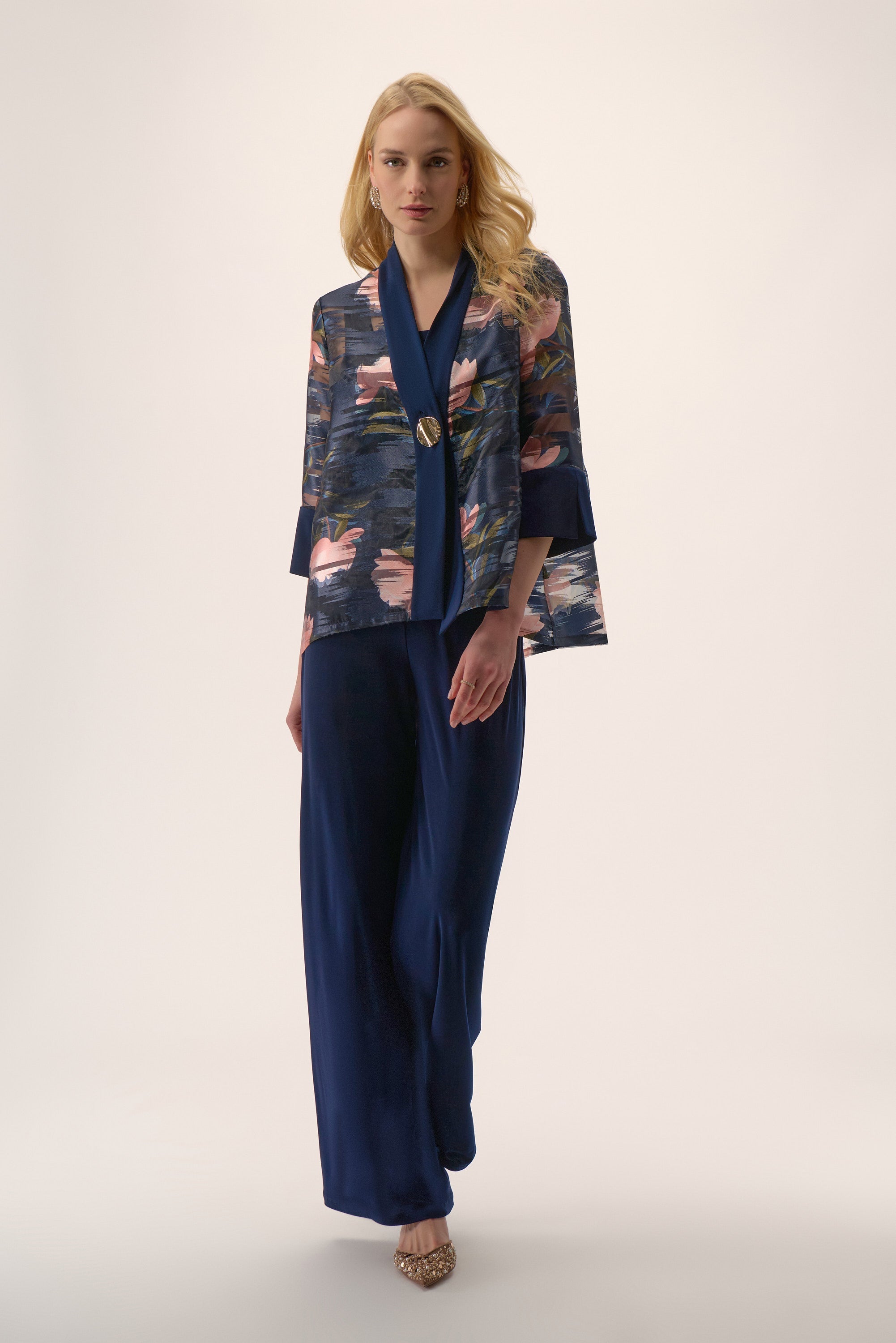 Signature Jacquard Organza Floral Print Swing Jacket