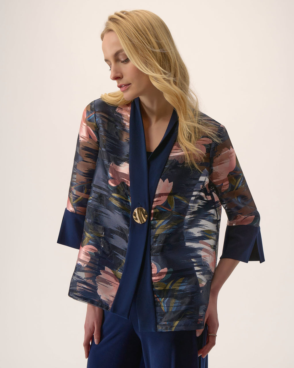 Signature Jacquard Organza Floral Print Swing Jacket
