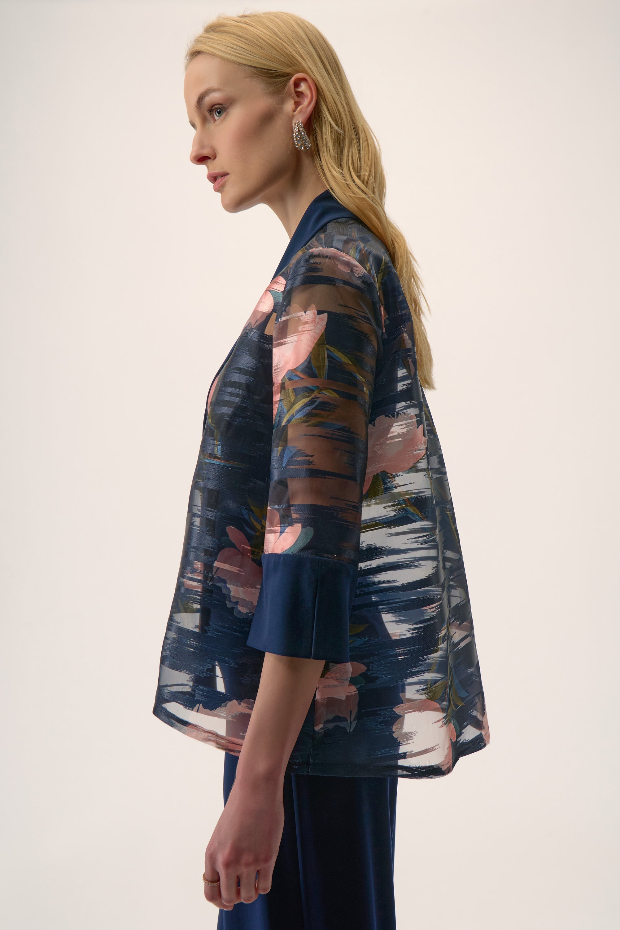 Signature Jacquard Organza Floral Print Swing Jacket