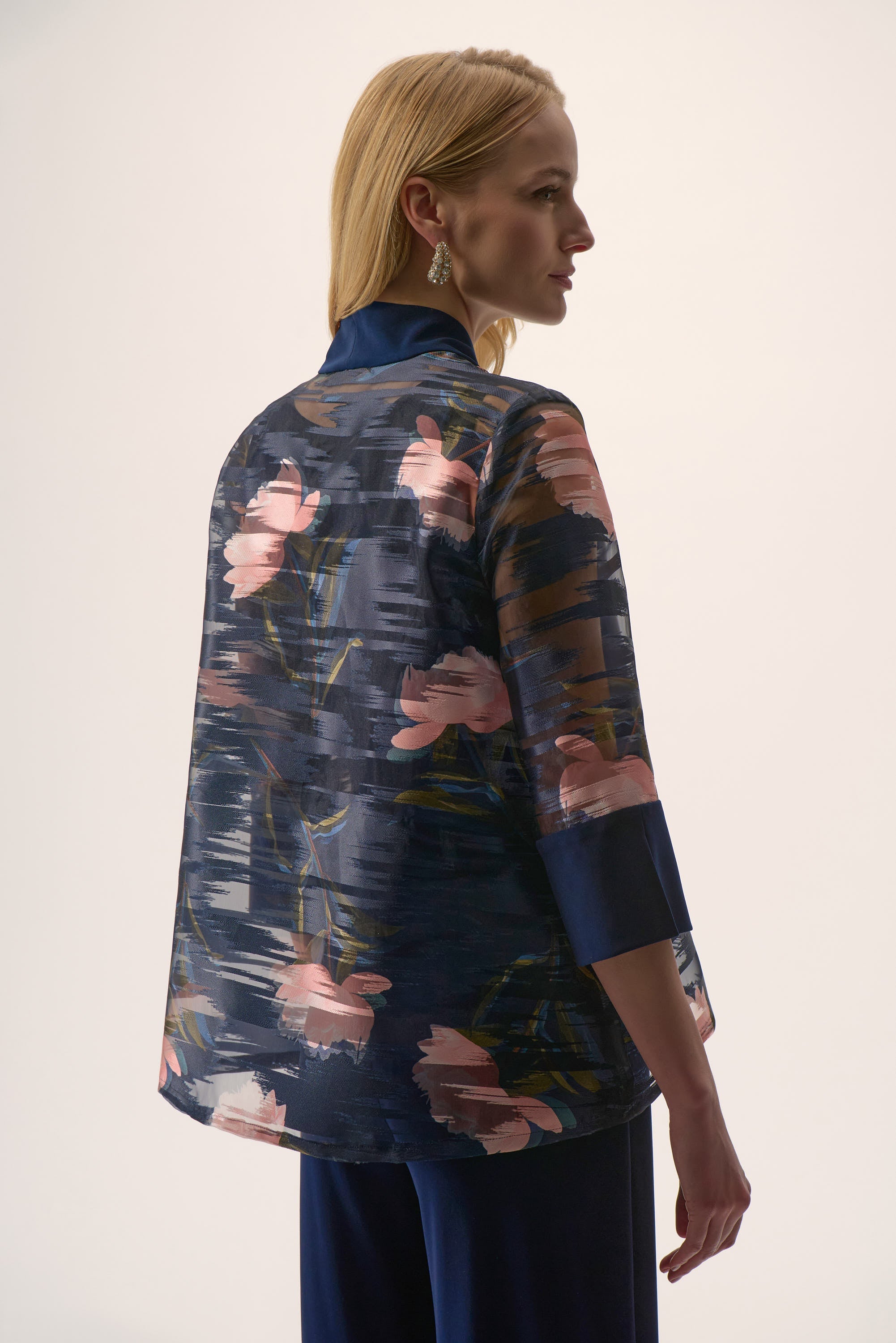 Signature Jacquard Organza Floral Print Swing Jacket