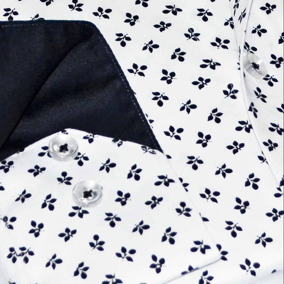 Jerry S Button-Up Shirt with Contrast Details White+Black | Contemporary Fit (Regular)