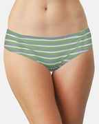 Blue and Green Striped Modal Bikini with Ruching