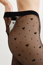 Conte Karmen Tights with Imitation of Knee-Highs and a Hearts Pattern