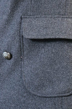 Dark Grey Metal Buttoned Double Breasted Long Coat Wessi