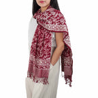 Handmade Batik Scarf | Cotton | Red White Cherish & Burgundy