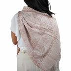 Handmade Batik Scarf | Cotton | Apricot Grid + Peach + Coral